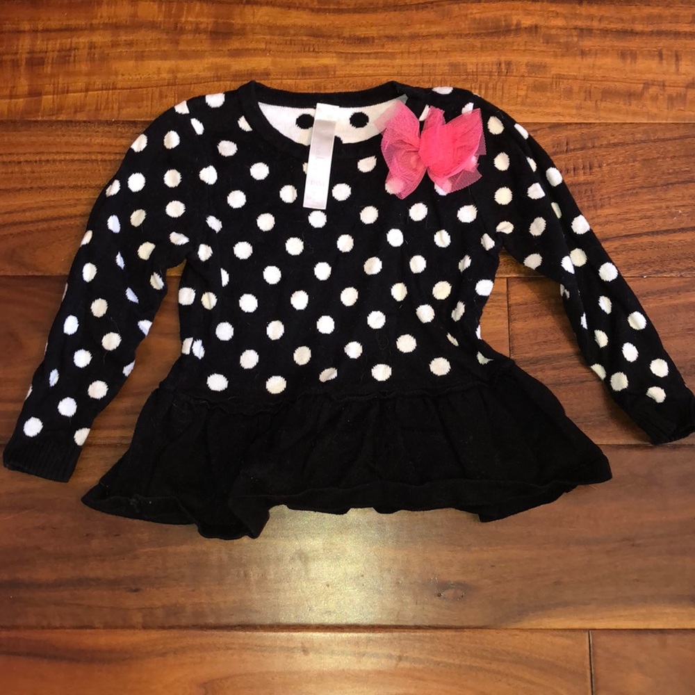 Cherokee black polka dot peplum sweater